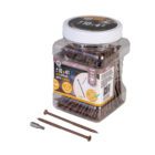 Jar of 100 brown #10 x 4-inch deck screws with included T25 Torx bit.