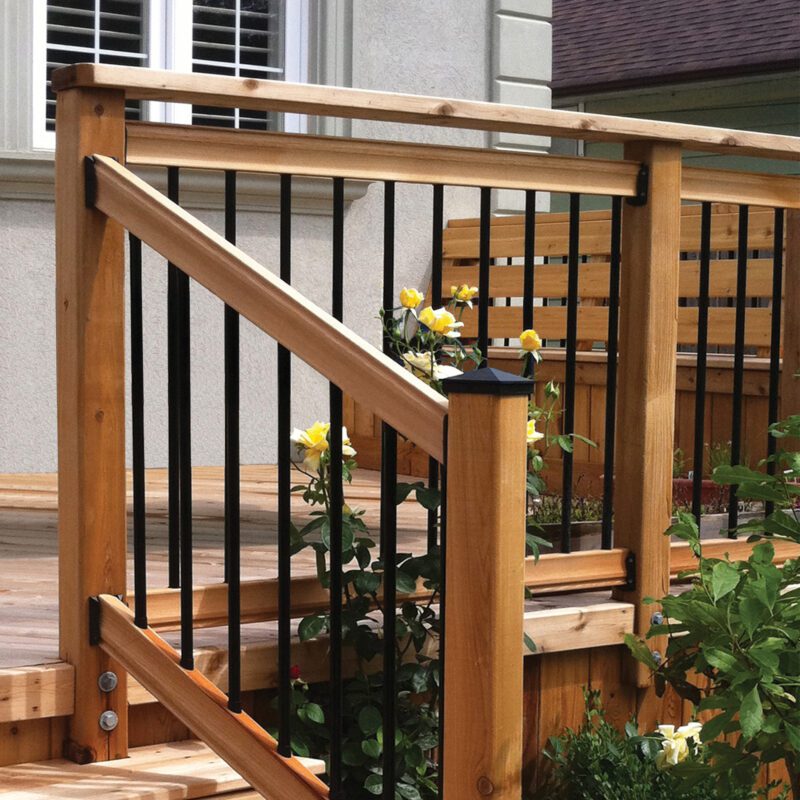 800 High Railing 6' Long Round Baluster Pre-Drilled Railing Kit | For 36