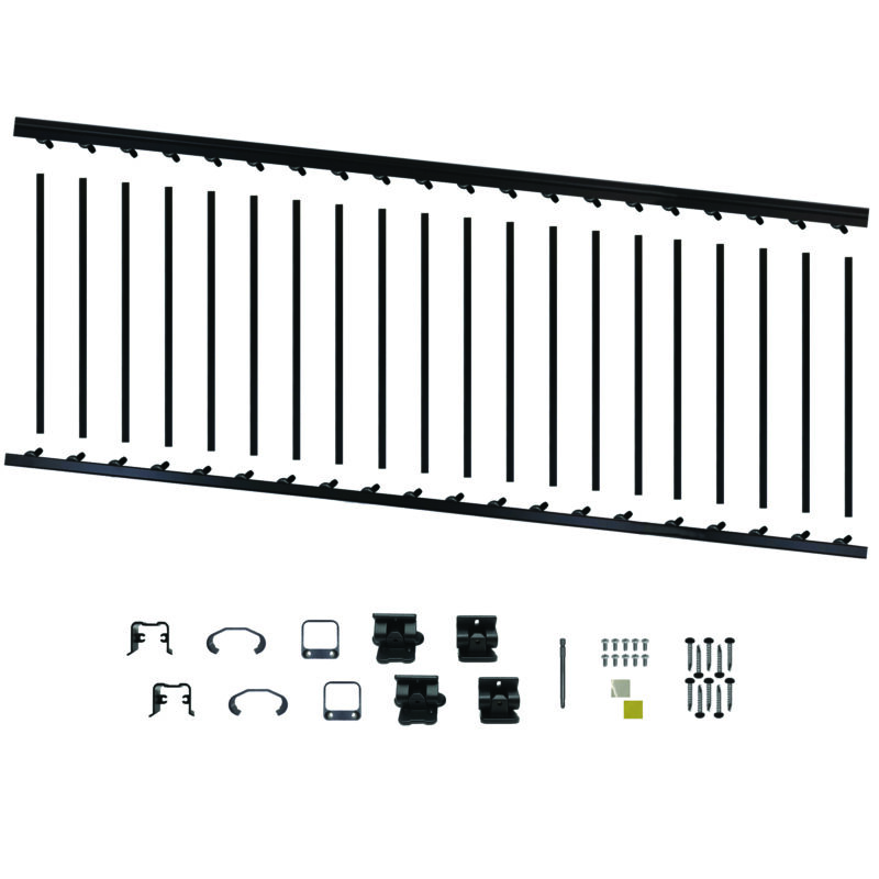 8' Long x 36" High Black Aluminum Stair Railing Kit Nuvo Iron