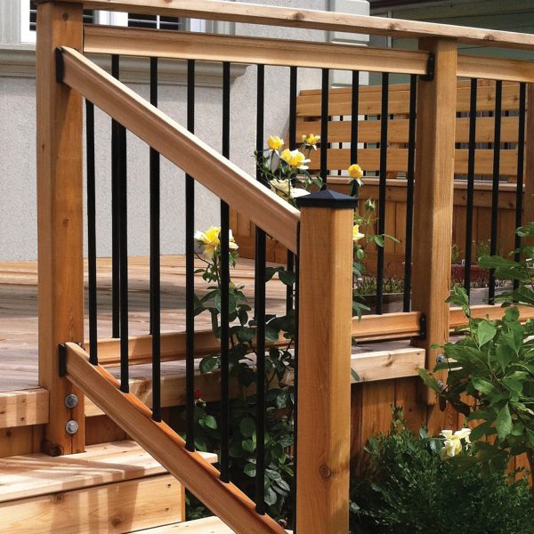 Nuvo Iron SDRC Stair/Deck Rail Connector 4-Pack With Screws – For 2x4 Rails, Galvanized Steel, Surface Mount, Black Finish
