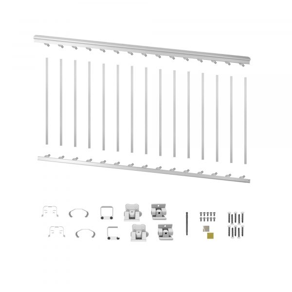 WHSARK636S - 6' LONG x 36" HIGH WHITE ALUMINUM STAIR RAILING KIT
