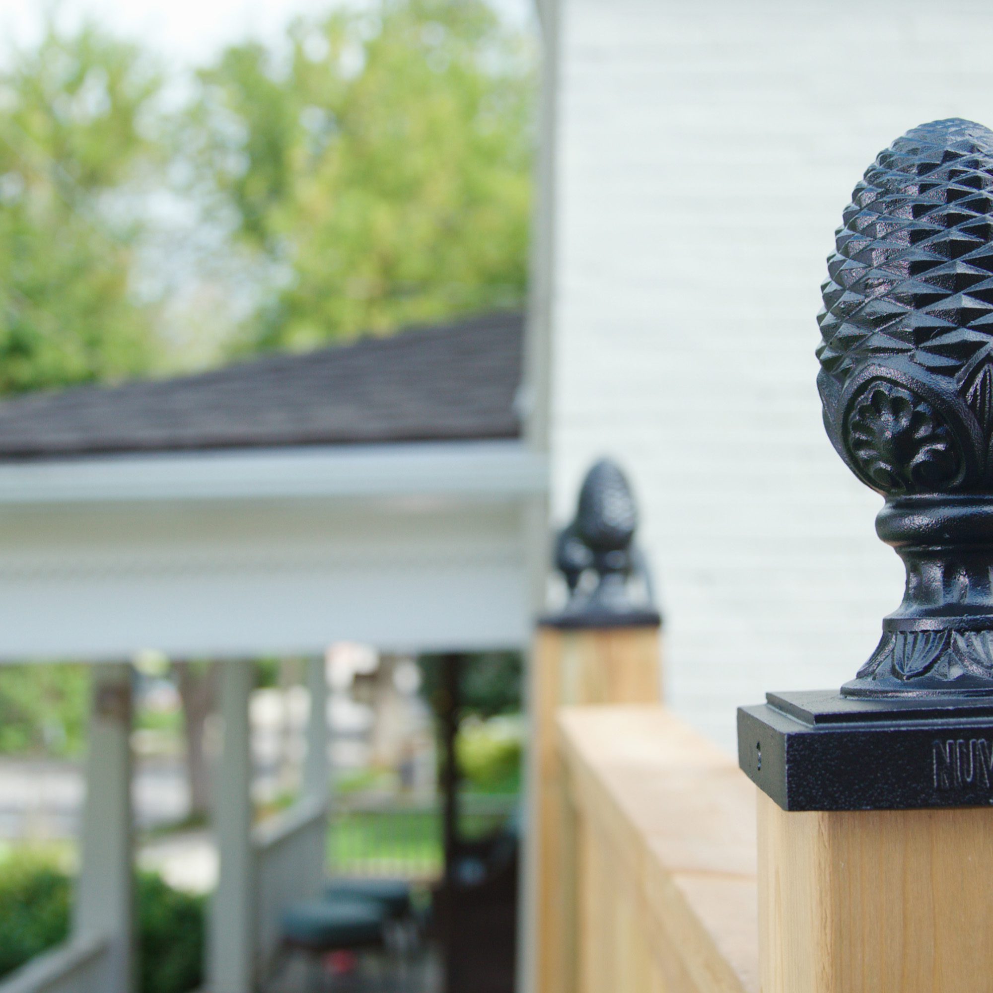 6" x 6" Black Aluminum Ornamental Pineapple Post Cap | Nuvo Iron