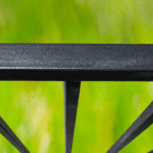 36-inch high by 72-inch wide textured black steel railing panel, complete with mounting brackets and hardware included. This durable ready rail offers a detailed view of its intricate design, ideal for enhancing home or commercial property safety with a stylish touch. DSR3470-DB