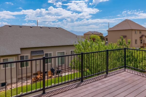 34-inch high by 72-inch wide Textured Black Ready Rail Steel Railing Panel with a 35-degree angle, including mounting brackets and hardware for easy installation and modern design. DSR3470-STB