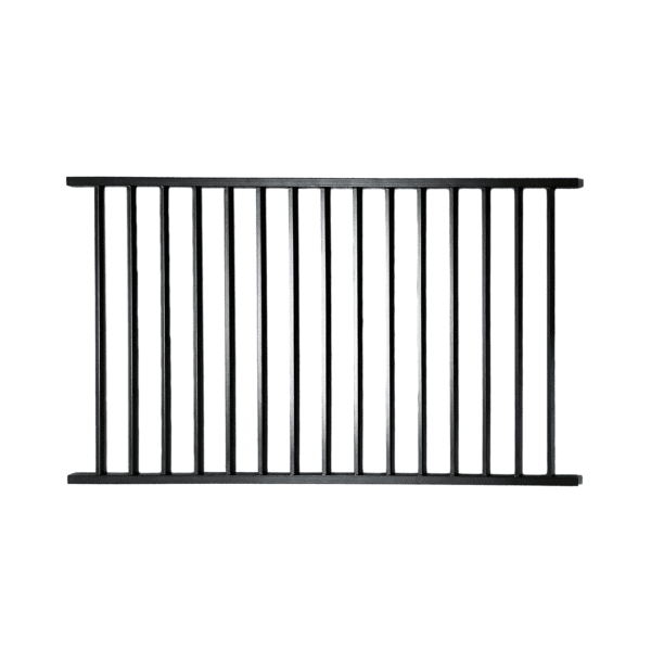40-inch high by 72-inch wide Textured Black Ready Rail Steel Railing Panel with mounting brackets and hardware included for easy installation and modern design. DSR4070-DB