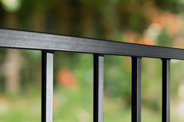 40-inch high by 72-inch wide Textured Black Ready Rail Steel Railing Panel with mounting brackets and hardware included for easy installation and modern design. DSR4070-DB