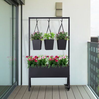 Backyard outdoor space patio vertical hanging garden potted planters