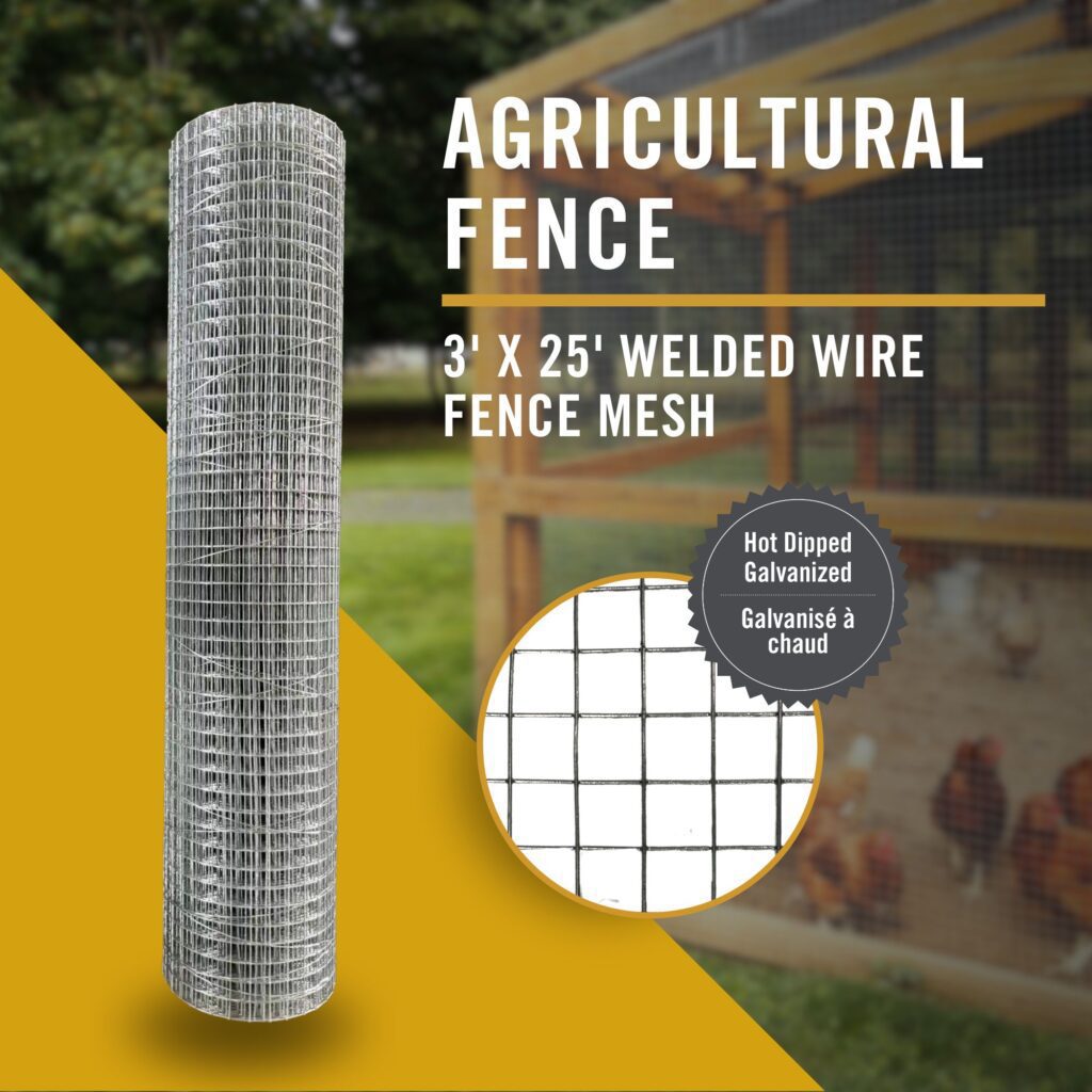 Welded Wire Fench Mesh 3' x 25' | Mesh Size: ½