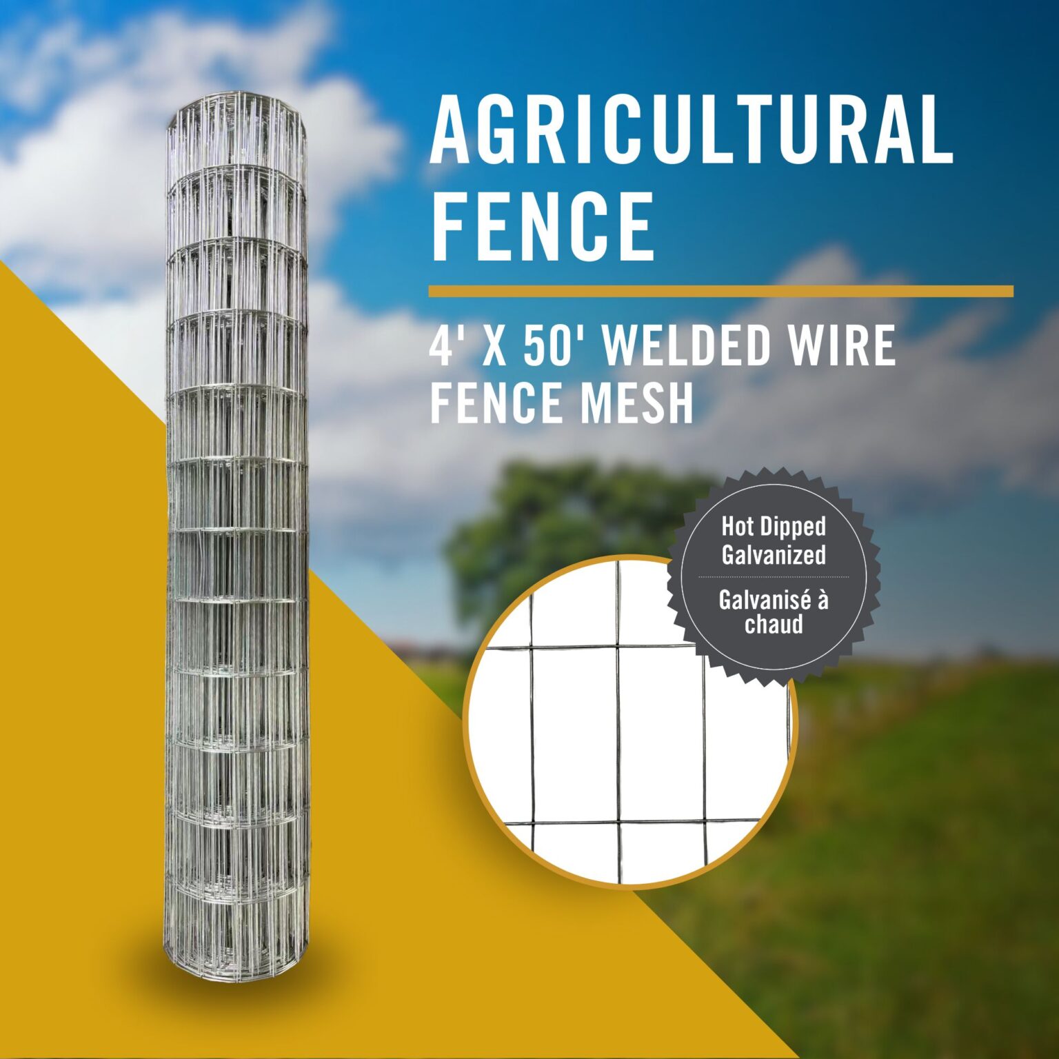 Welded Wire Fench Mesh 4' x 50' | Mesh size: 2