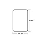 Line drawing of a black gate frame outline with rounded corners, labeled '58" HIGH' and '39 ½" WIDE.'