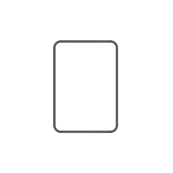Empty black gate frame outline with rounded corners, shown on a white background