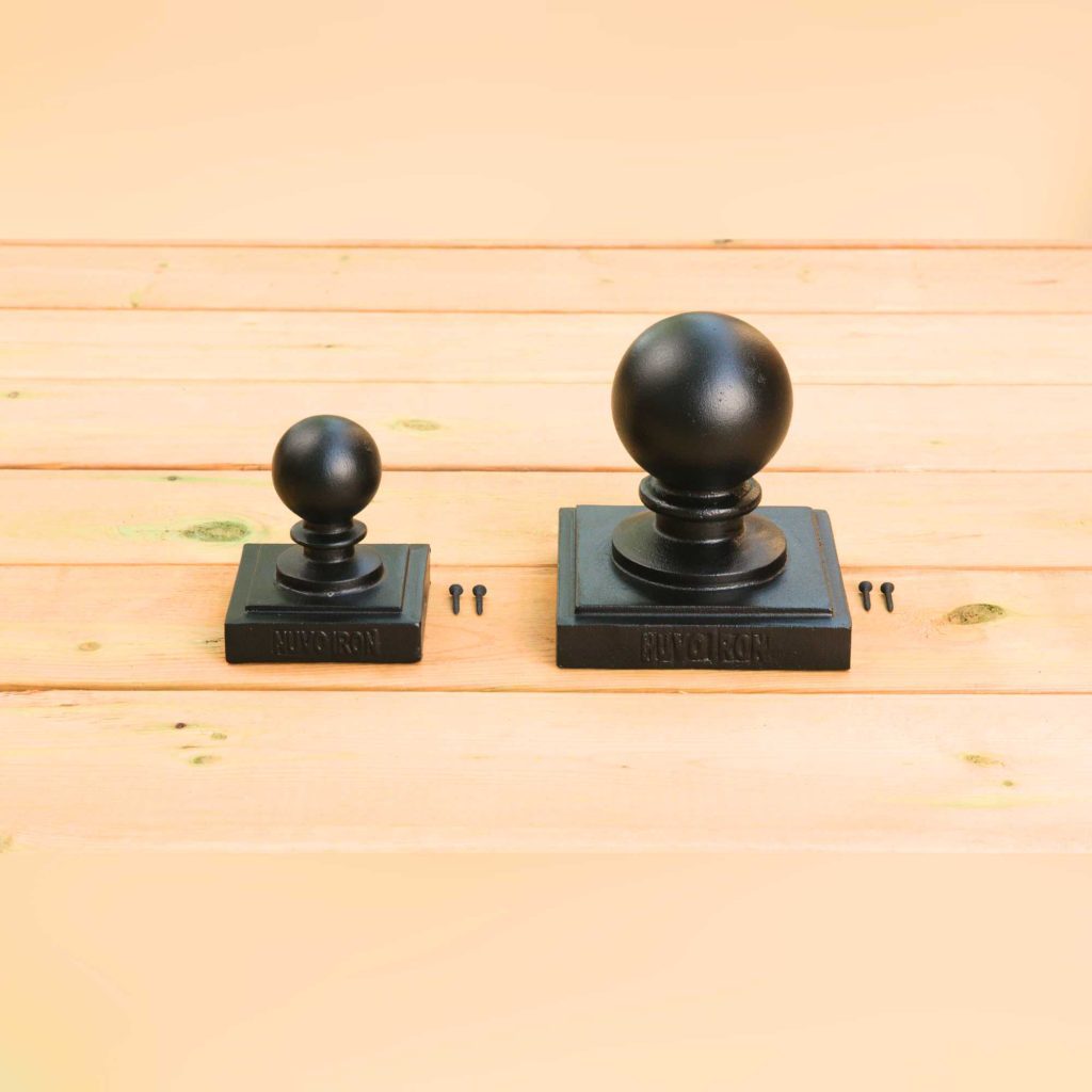 6" x 6" Black Aluminum Ornamental Ball Post Cap Nuvo Iron