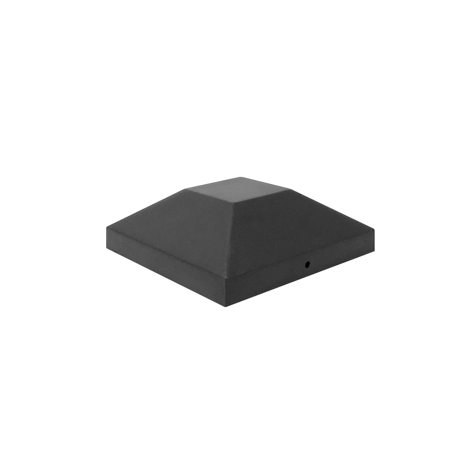 4" x 4" Low-Profile Flat-Topped Plastic Pyramid Post Cap, designed to provide a sleek and secure finish to fence or deck posts. PCP23BLK