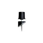 Close-up of black plastic surface mount connector with screw for round baluster installation