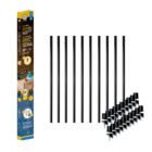 Nuvo Iron RDPS32-CK all-in-one round baluster combo kit box with ten 32-inch black round steel balusters and twenty SMSRA surface mount connectors laid out beside it