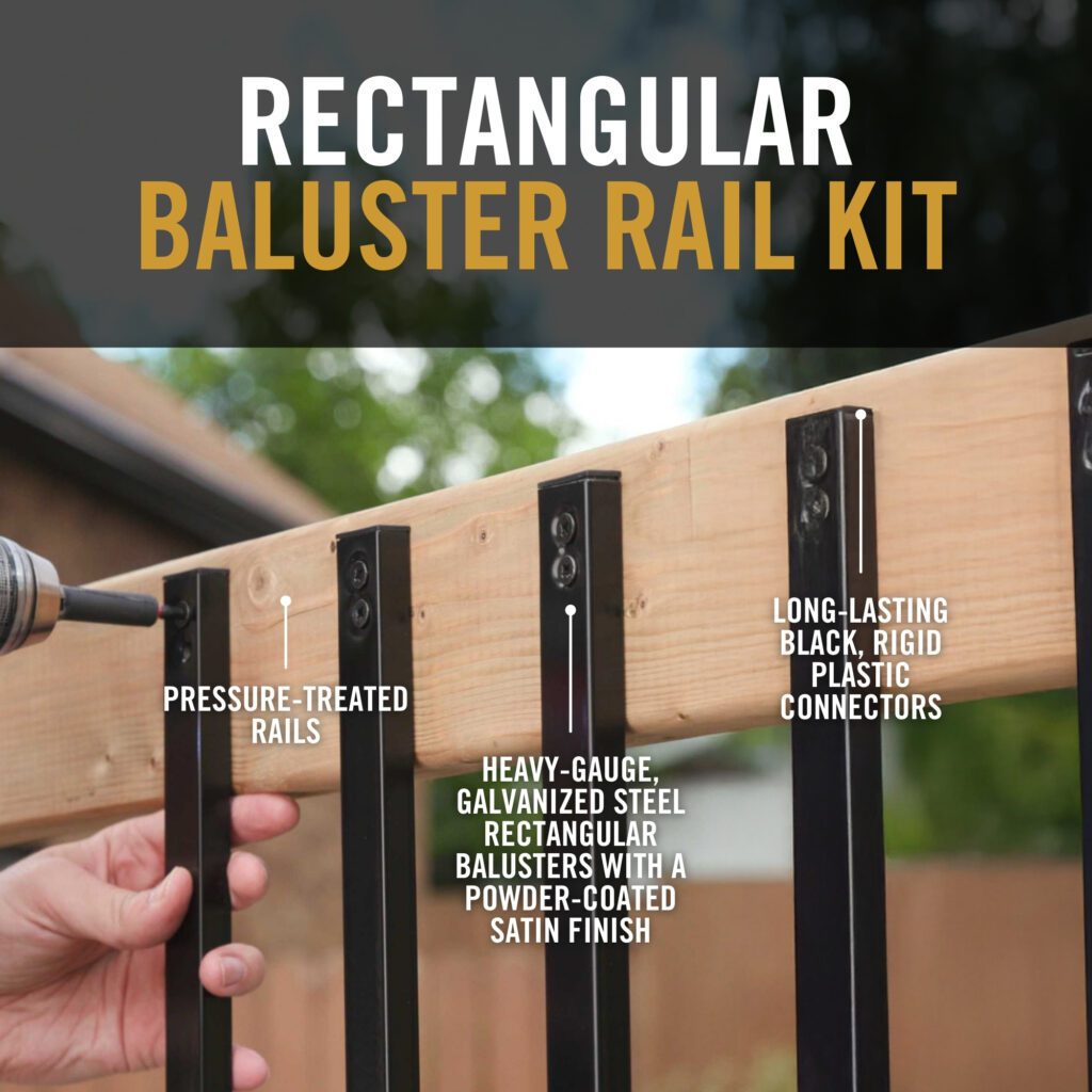 Adjustable Railing Balasts 6' Long Rectangular Baluster Railing Kit | For 38