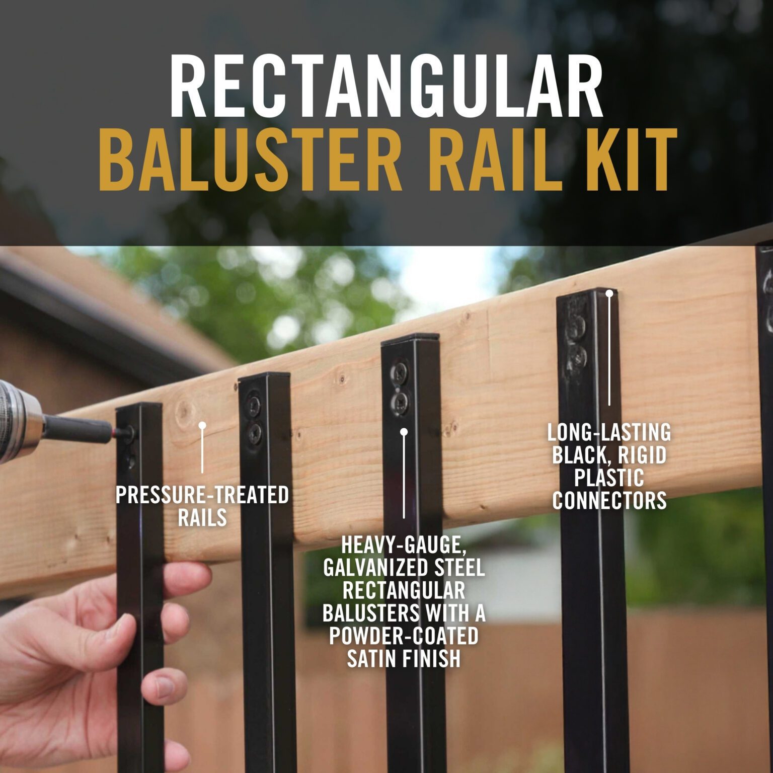 6' Long Rectangular Baluster Railing Kit | For 38