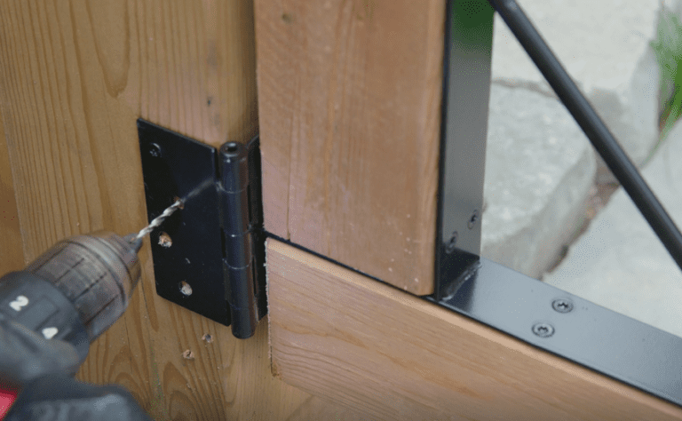 Nuvo Iron Gate Corner Frame Brace Kit – Black, 4 Corner Brackets + 2 Braced Hinges, Latch & Handle, For Gates Up To 72”