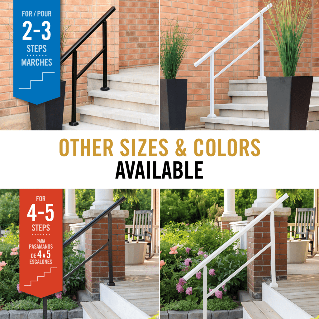 Stoop Handrial Handrail Kit | 4-5 Step Aluminum Stoop Railing | Nuvo Iron