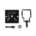 WMBRTXB legacy fence 2" wall mount brackets for securing iron fence panels and iron posts to walls product photo. Disassembled pieces