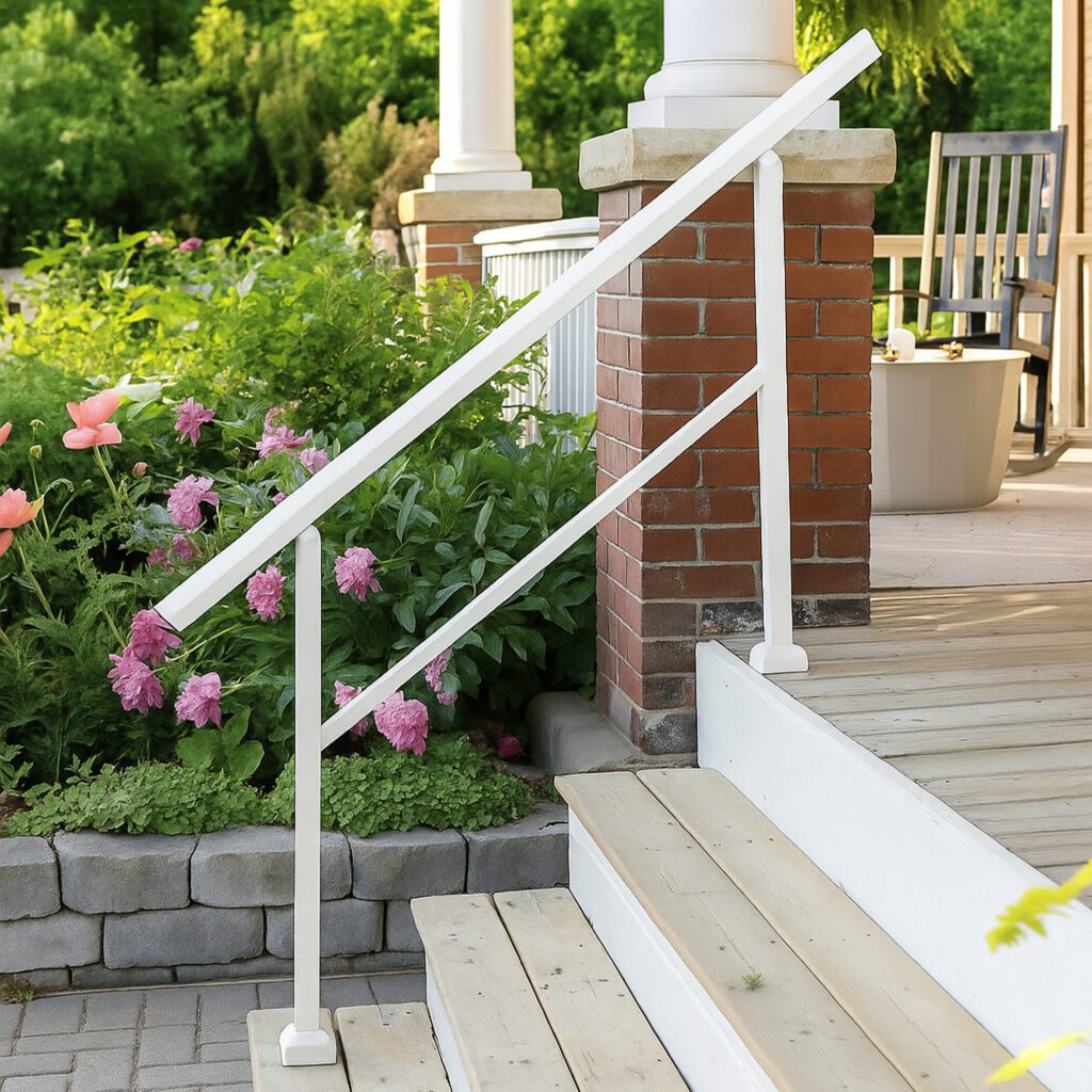 Handrail Kit | 4-5 Step Aluminum Stoop Railing - White | Nuvo Iron