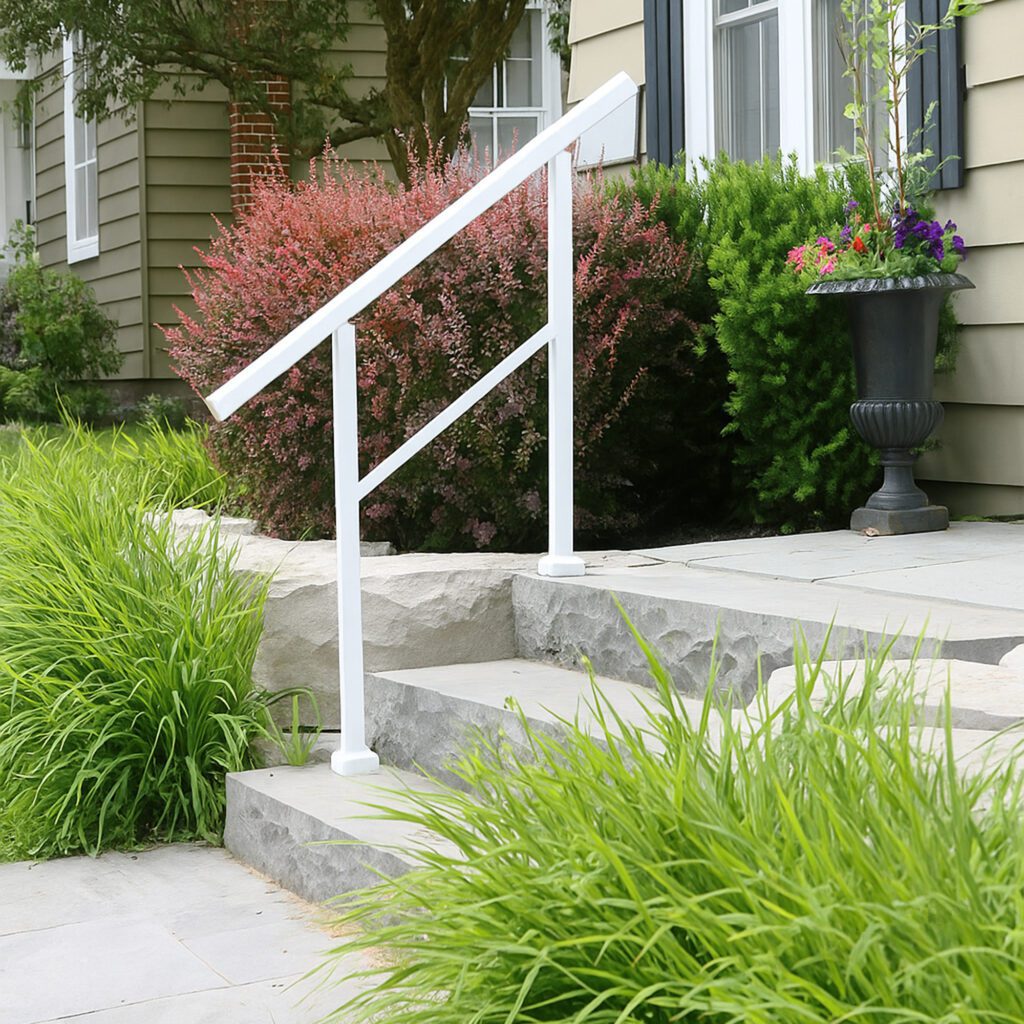 Handrail Kit | 2-3 Step Aluminum Stoop Railing - White | Nuvo Iron