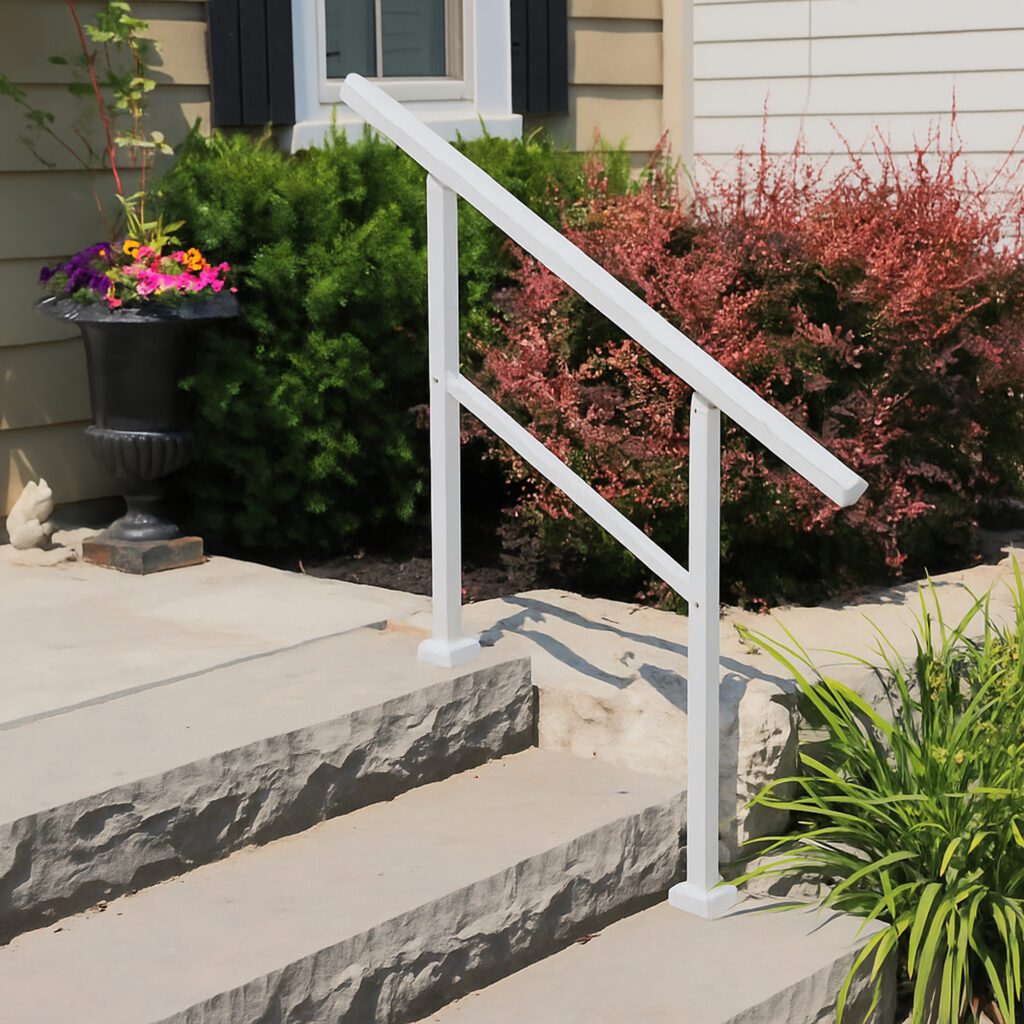 Handrail Kit | 2-3 Step Aluminum Stoop Railing - White | Nuvo Iron