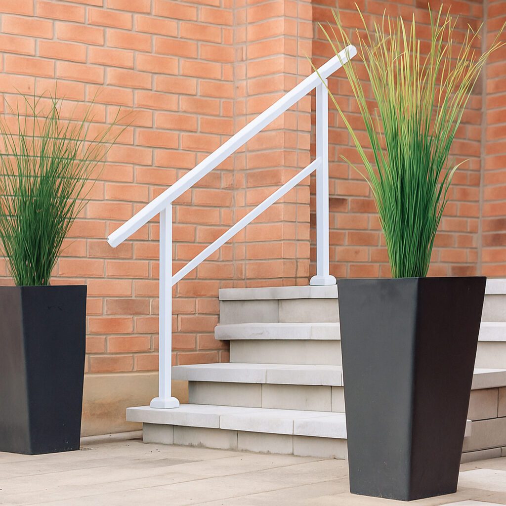 Handrail Kit | 4-5 Step Aluminum Stoop Railing - White | Nuvo Iron