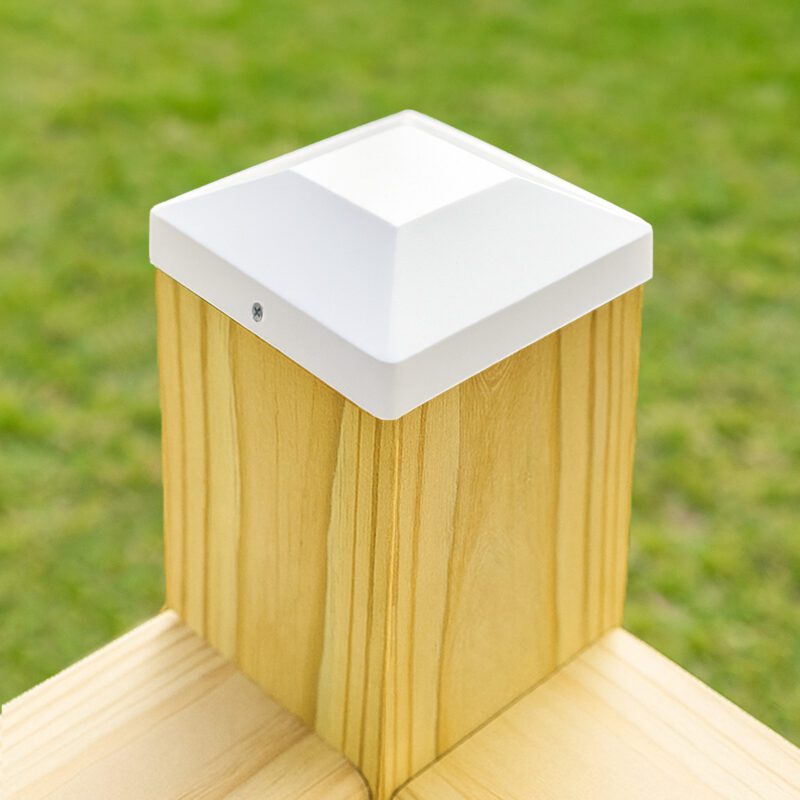 6" x 6" Rigid Plastic Pyramid Post Cap - White | Nuvo Iron