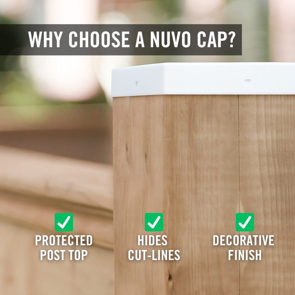 6" x 6" Eazy-Cap™ Patented Low Profile Post Cap - White | Nuvo Iron