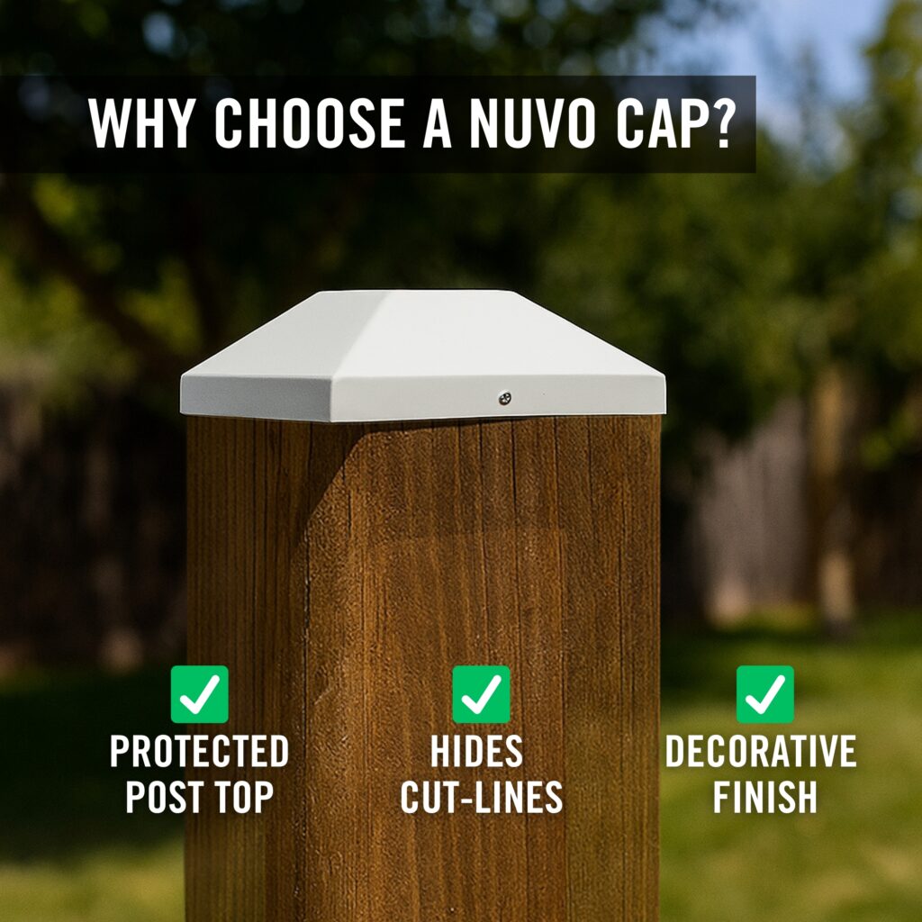 4" x 4" Plastic Pyramid Post Cap - White | Nuvo Iron